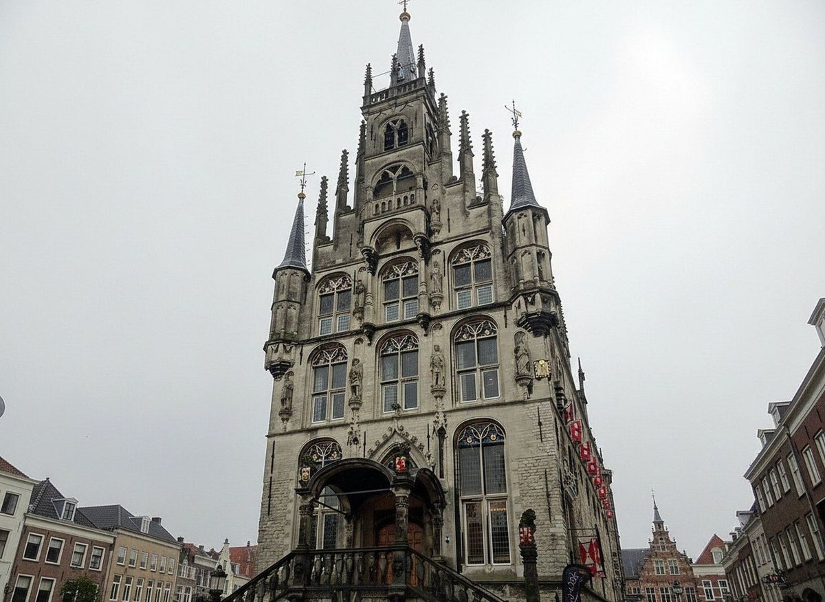 Het gotische stadhuis op de Markt in Gouda